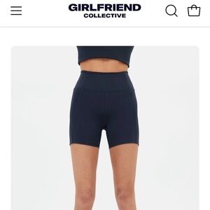 Girlfriend collective Navy bike shorts